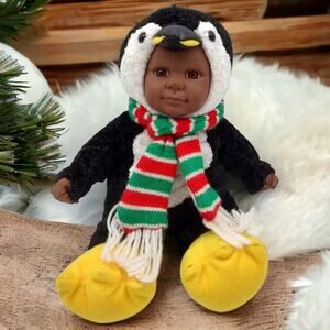 Sugar Loaf Kostume Kids Penguin Christmas Scarf Vintage Plush Toy Doll ~16" Tall